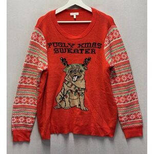 Self Esteem Sweaters‎ Christmas Red Pugly Xmas Sweater Women's Plus Size 3X